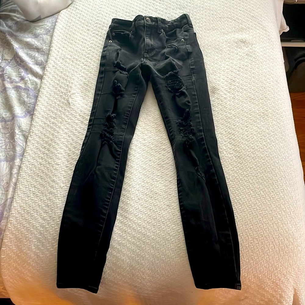 Aeropostale, black tight jeans, 0